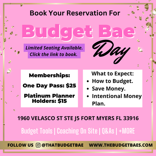 BUDGET BAE DAY RESERVATION - PLATINUM PLANNER  HOLDER ( DO NOT SELECT THIS OPTION IF YOU ARE NOT A MEMBER)